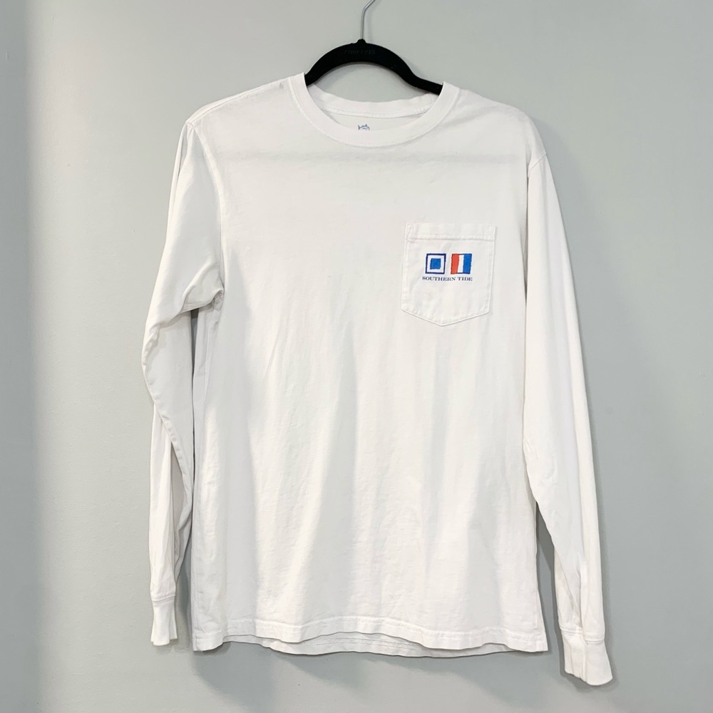 Southern Tide Men’s Small long sleeve T-Shirt Side Pocket/Back flag Graphics